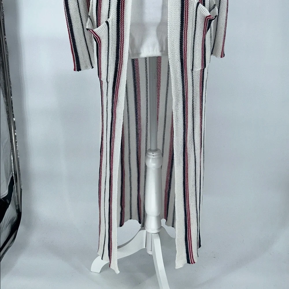 Lost + Wander Striped Knit Duster Cardigan Cream Red Blue XS S Women Boho - Picture 5 of 10